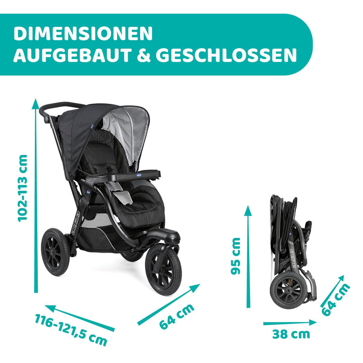 Chicco Activ3 Kinderwagen mit 3 Rädern, leicht zu fahren in jedem Gelände, breiter Sitz, verstellbar