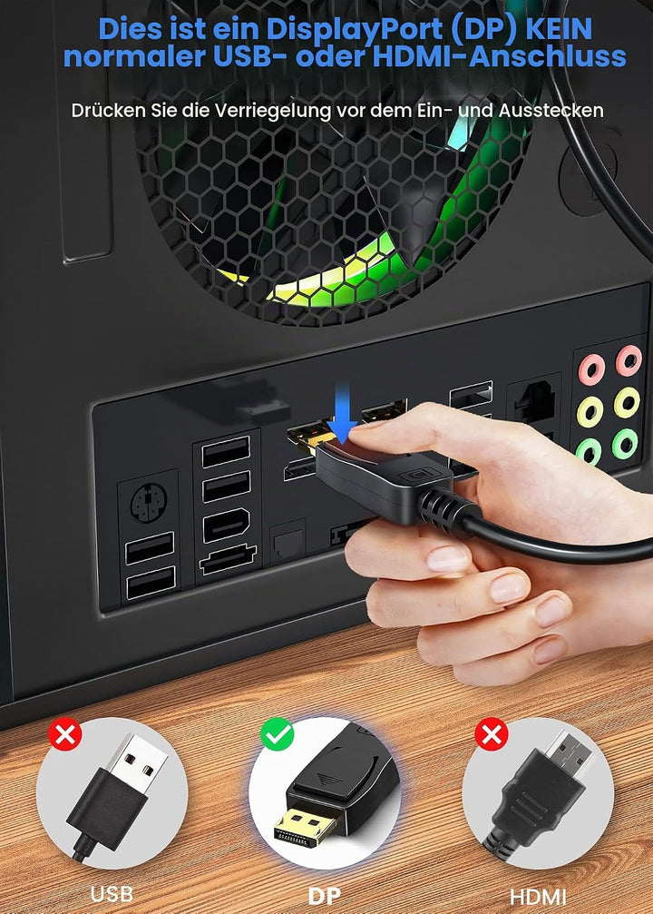 FOINNEX DisplayPort auf DVI Kabel, DP zu DVI Adapterkabel 1080P@60Hz, Männlich Display Port to DVI C