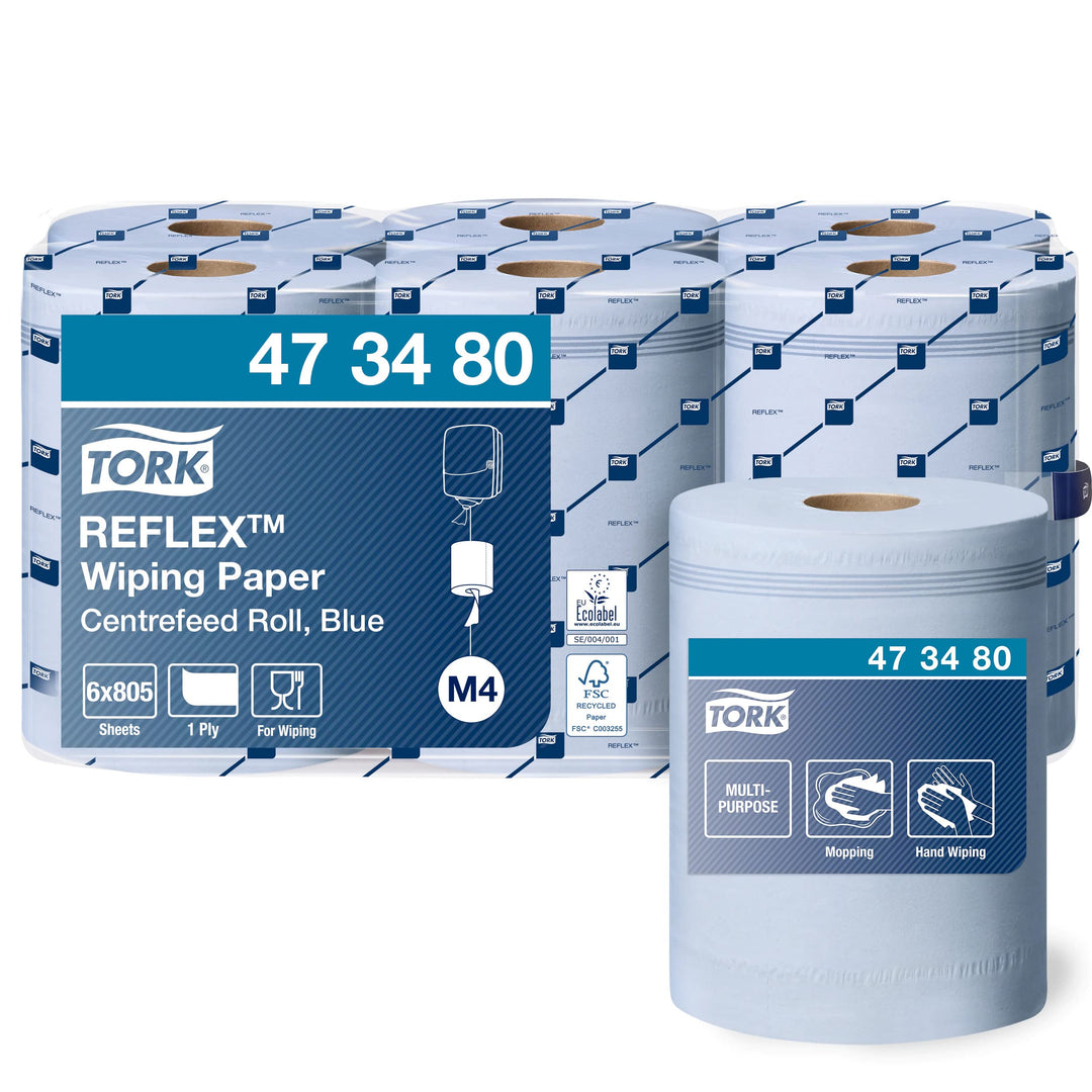 Tork 473480 Reflex Mehrzweck Papierwischtücher für M4 Innenabrollung Reflex System / 1-lagige Putztu