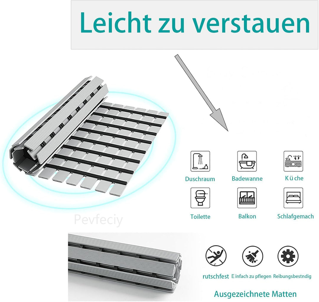 Pevfeciy Duscheinlage rutschfest Grosse Antirutschmatte dusche Moderne Gestreifte Duschmatte Mit Hak