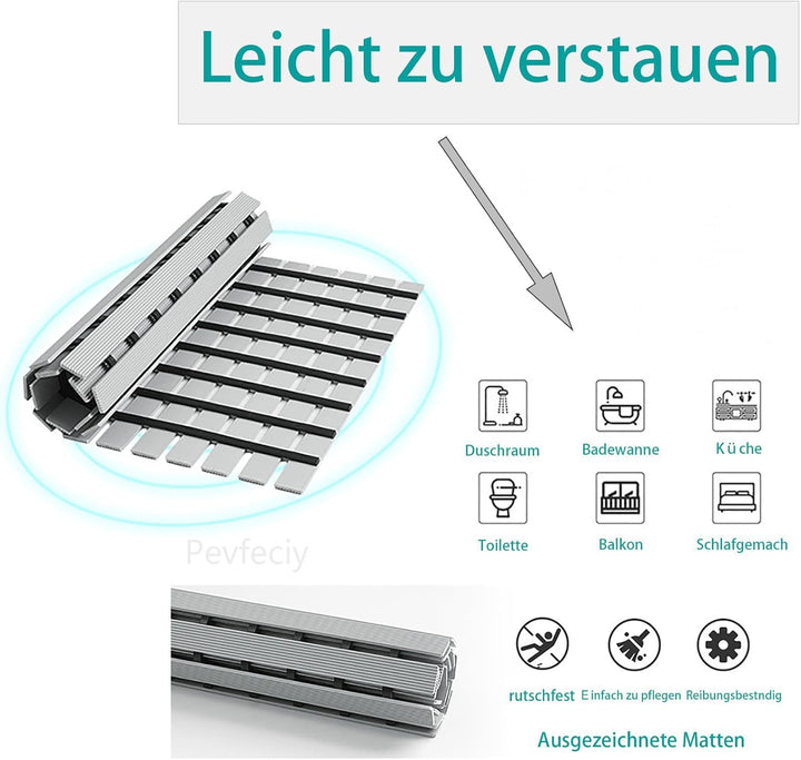 Pevfeciy Duscheinlage rutschfest Grosse Antirutschmatte dusche Moderne Gestreifte Duschmatte Mit Hak