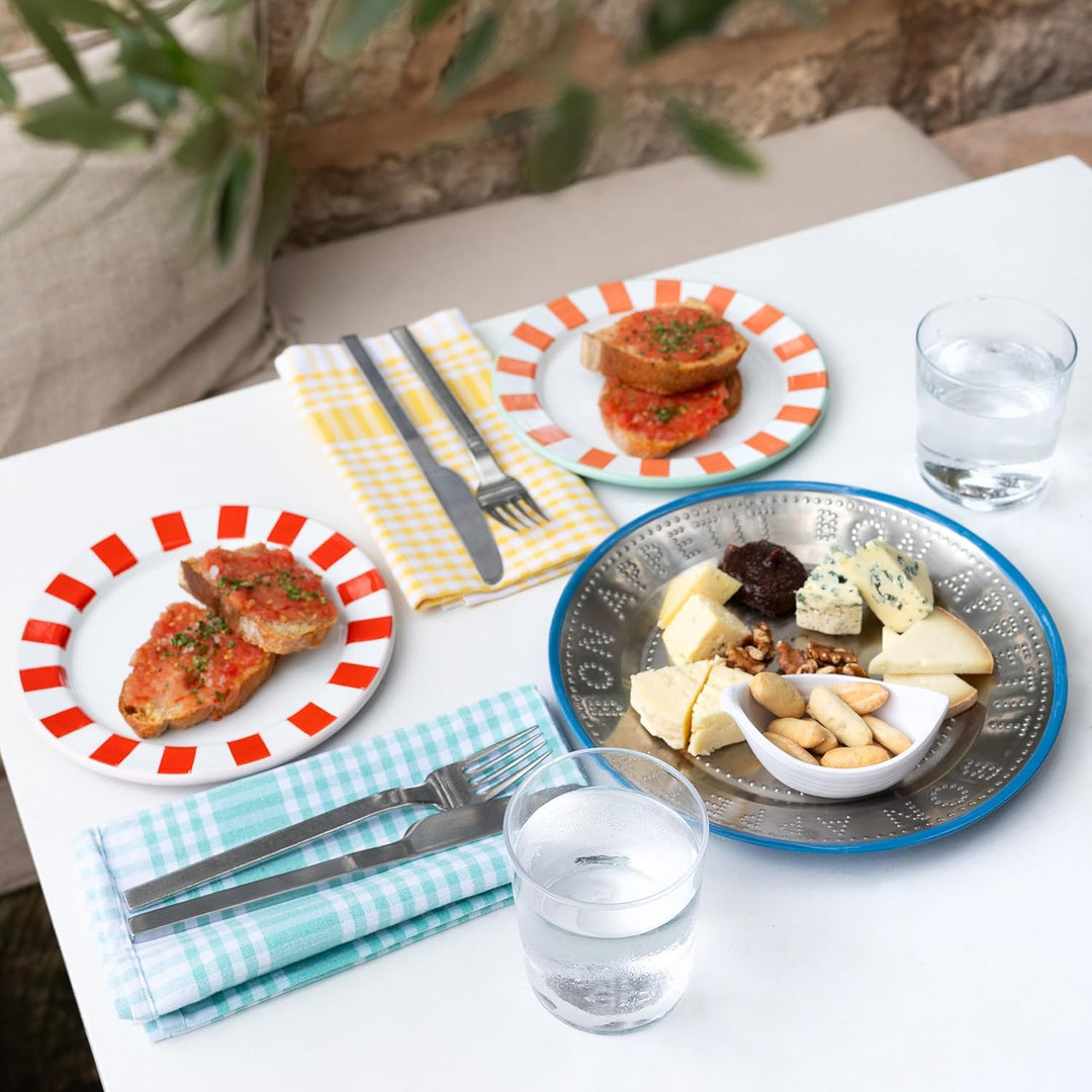 Talking Tables Bon Appetit Handgefertigtes Emaille-Dinnerteller mit Fisch-Design leicht perfekt für