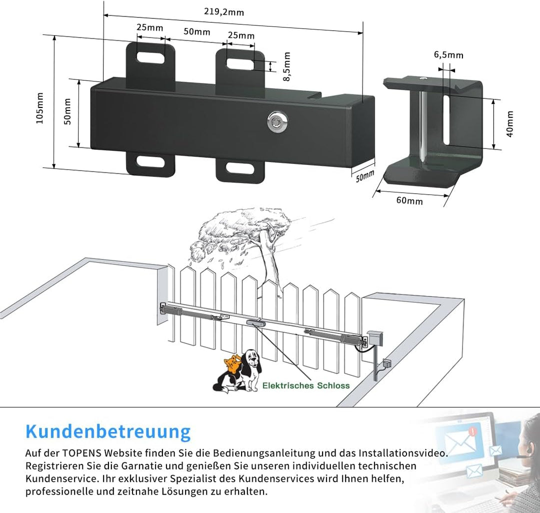 TOPENS ET24 automatisches elektrisches Schloss für DC 24V Drehtorantrieb Flügeltorantrieb Torantrieb