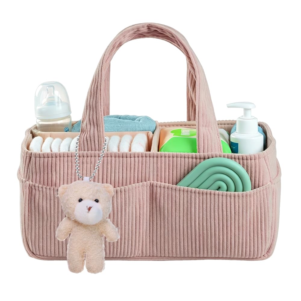 Wickeltasche Organizer, Tragbarer Wickelkorb mit Fächern & Griffen, Large Wickel Organizer, Diaper C