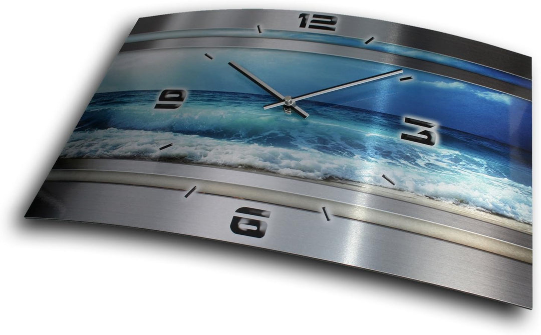 Kreative Feder Blue Ocean Metallic Designer Funk Wanduhr Funkuhr modernes Design * Made in Germany*