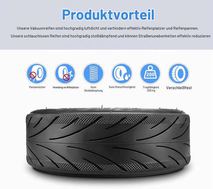 Amitor 60/70-6.5 Gummireifen E Scooter für Ninebot Max G30, Tubeless Reifen mit Ventil, E Scooter Re