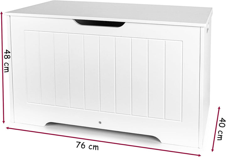 Leomark Weisse Aufbewahrungsbox mit Deckel DECORIA Spielzeugtruhe aus Holz, Kinderbank und Stauraum,