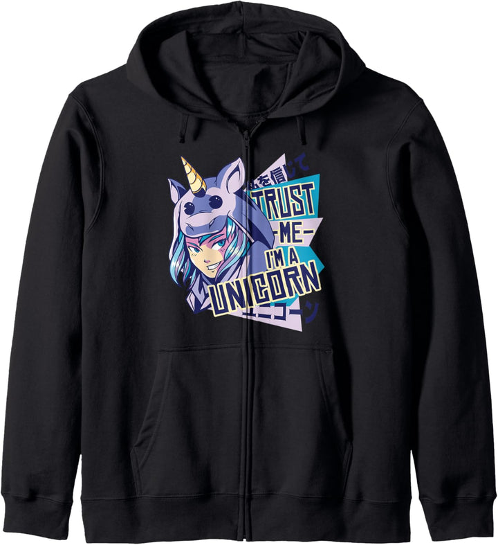 Vertrau mir ich bin ein Einhorn l Anime Mädchen Spruch Kapuzenjacke