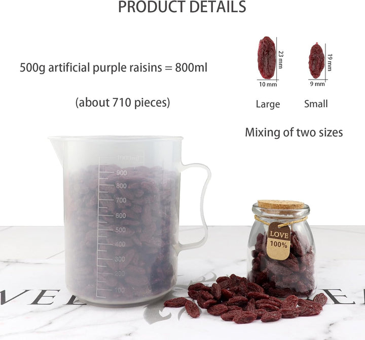Künstliche lila Rosinen 500g (710Pcs) gefälschte getrocknete Früchte für Hauptküche Tisch Mittelstüc