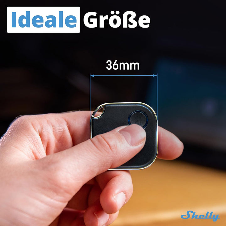 Shelly BLU Button1 | Bluetooth-gesteuerter Aktions- und Szenenaktivierungsknopf Schwarz | Hausautoma