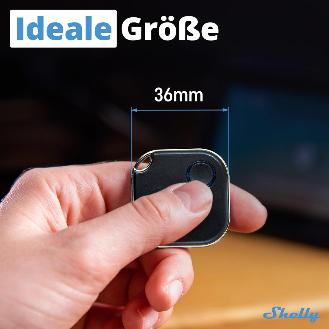 Shelly BLU Button1 | Bluetooth-gesteuerter Aktions- und Szenenaktivierungsknopf Schwarz | Hausautoma