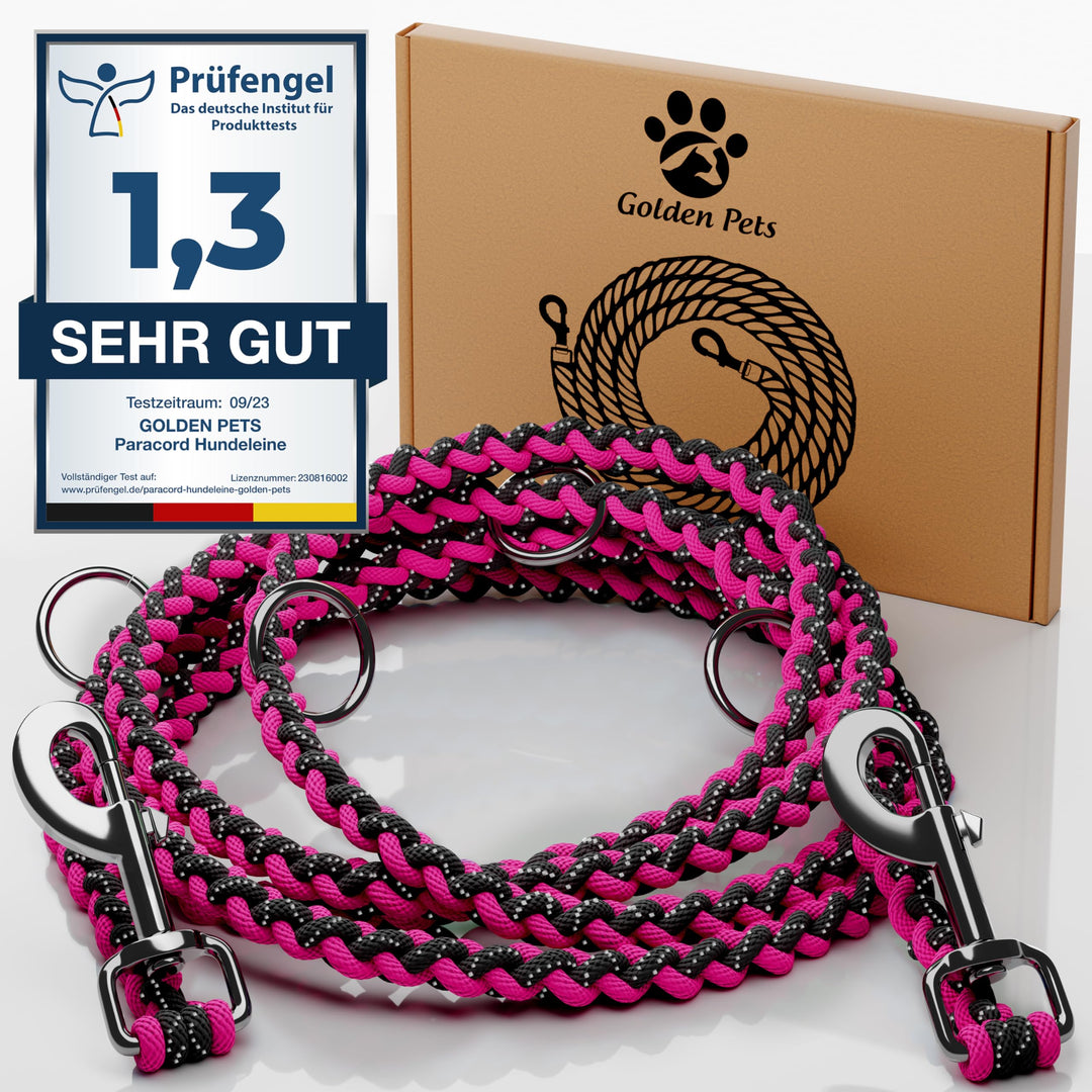 Testnote: Sehr gut - Hundeleine reflektierend I 2m, verstellbar, wetterfest & reissfest bis 250 kg I