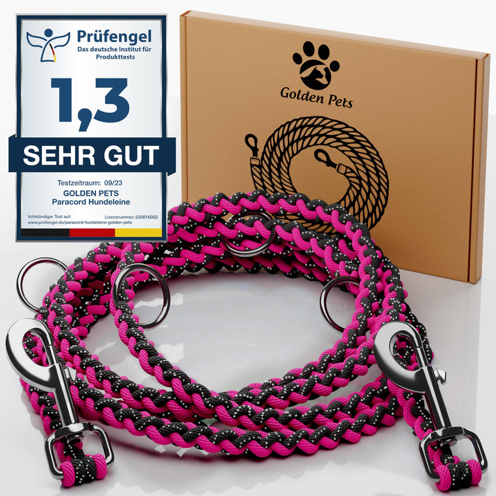 Testnote: Sehr gut - Hundeleine reflektierend I 2m, verstellbar, wetterfest & reissfest bis 250 kg I