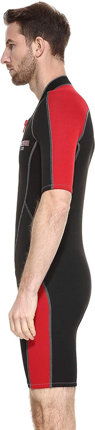 Cressi Lido Man - Shorty Neopren High Stretch 2 mm Neoprenanzug für Herren Schwarz -Rot M, Schwarz -