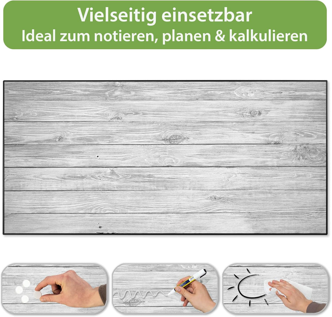 banjado Magnettafel schwarz 78 x 37cm / Magnetwand Metall/Magnetpinnwand als Memoboard/Pinnwand Magn
