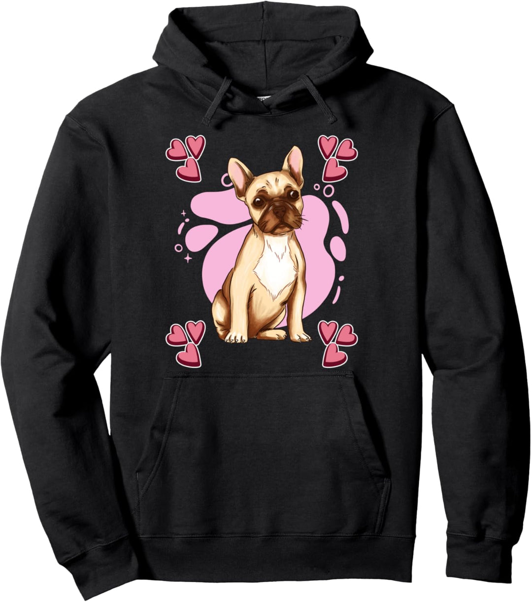 Damen Frenchie Zeichnung Mädchen Französische Bulldogge Pullover Hoodie