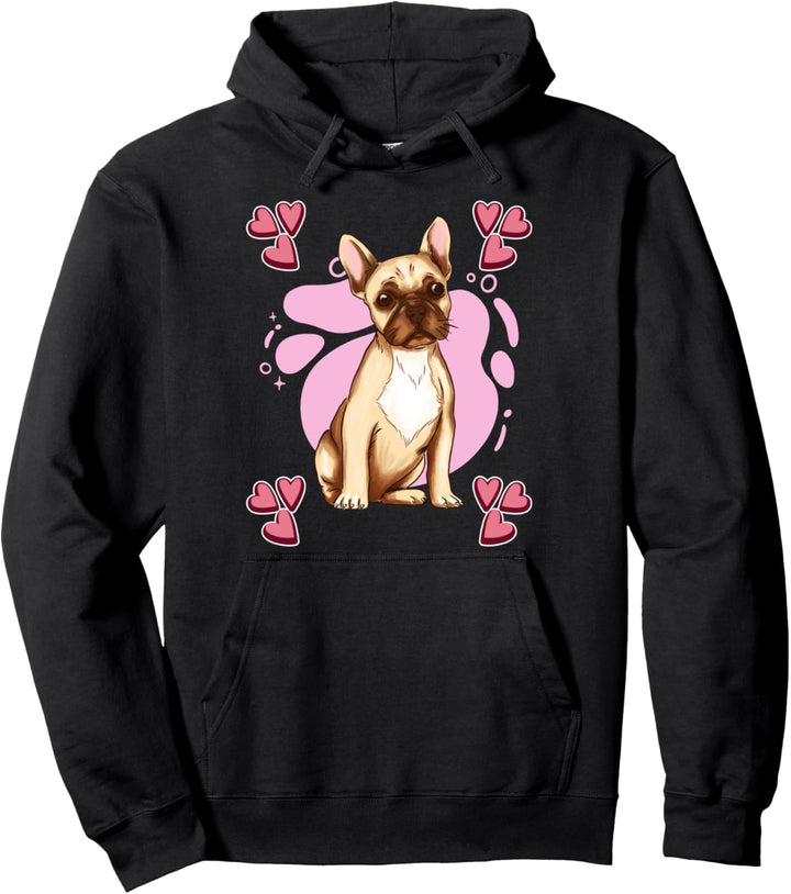 Damen Frenchie Zeichnung Mädchen Französische Bulldogge Pullover Hoodie