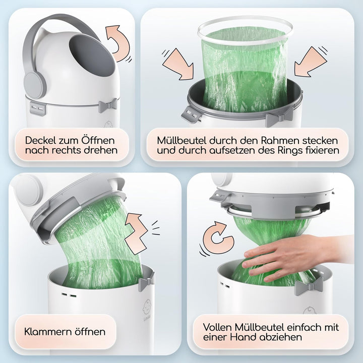 Levias® Windeleimer Baby Mülleimer Geruchsdicht | Windelmülleimer Geruchsdichter Wickeleimer ohne te