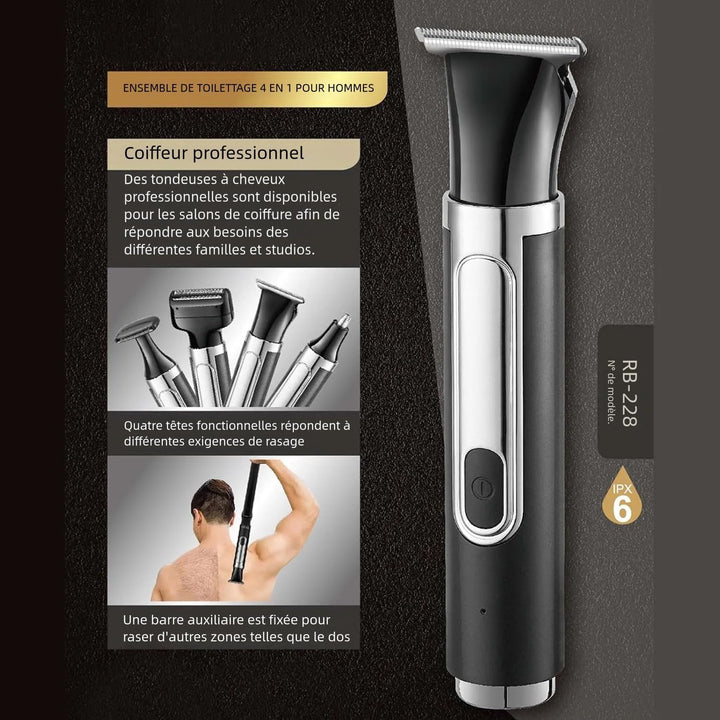 Elektrischer Rückenrasierer für Männer, 4-in-1-Herren-Körper-Trimmer-Kit, Multifunktionaler Selbstbe