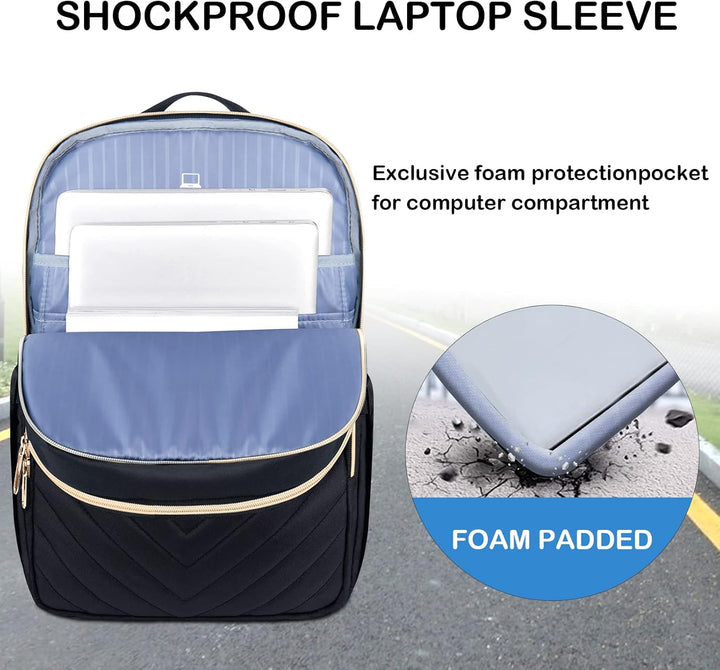 VANKEAN 15.6 Zoll Laptop Rucksack Damen, Schulrucksack wasserdicht Damen Herren Arbeitstasche mit US