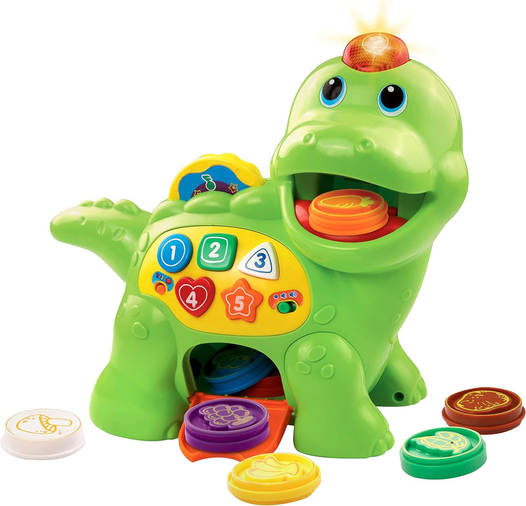 VTech Baby Fütter mich Dino – Sprechender Dinosaurier zum Füttern und Lernen, mit Liedern, Tasten un