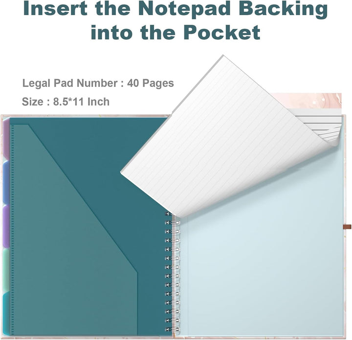 Hnogri Klemmbrett Folio mit nachfüllbarem linierten Notizblock, Klemmbretter mit 5 A4-Ordnern Lageru