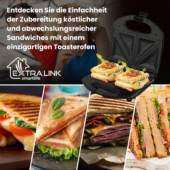 Extralink Sandwichmaker, Toaster Sandwichtoaster 750W - Sandwichtoaster mit Rutschfesten Füssen, Iso