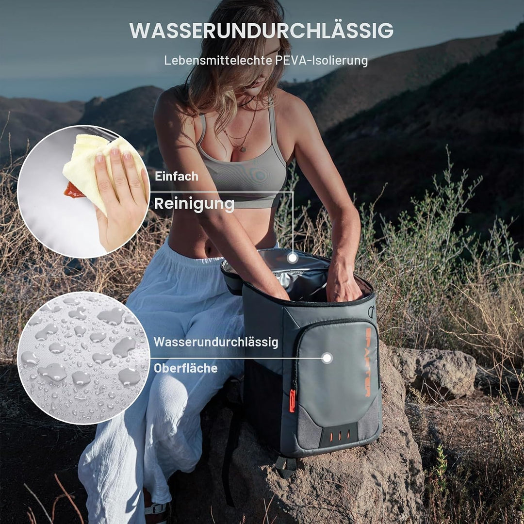 Rucksack-Kühler, isoliert, auslaufsicher, 33/49 Dosen, wasserdicht, leicht, isoliert, Eistruhe, trag