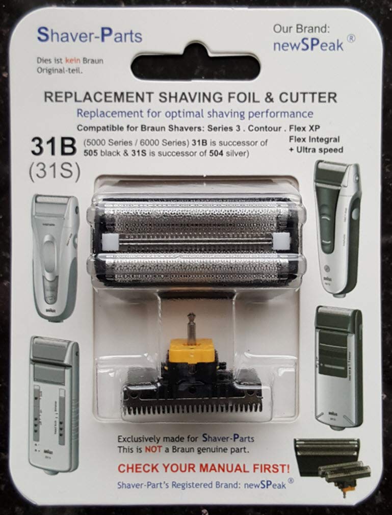 Alternative Braun Elektrorasierer Folie & Cutter-Block (Klinge) Ersatz 31B, (505 Schwarz), kompatibe