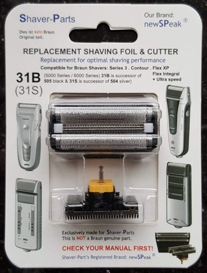 Alternative Braun Elektrorasierer Folie & Cutter-Block (Klinge) Ersatz 31B, (505 Schwarz), kompatibe