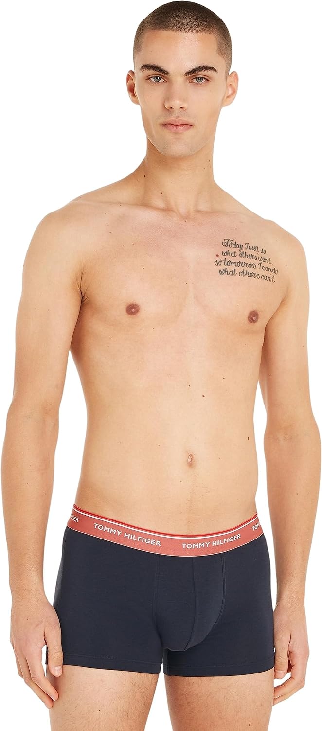 Tommy Hilfiger Herren 3er Pack Boxershorts Trunks Unterwäsche M Rosa (Cer Aqua/Deep Indigo/Dockside