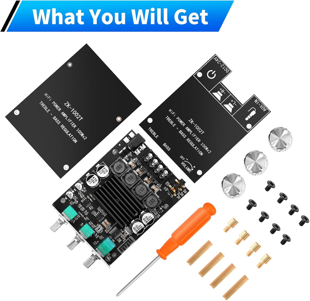 KKMOL 1002MT 2x100W Bluetooth 5.0 Stereo Verstärker Board 12-24V 2.0-Kanal Stereo Audio Empfänger Le