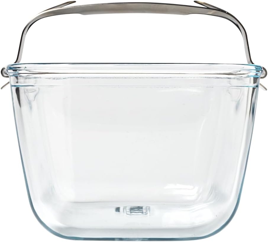 PYREX Ideal Air Fryer Glas-Backform 20 x 14 cm mit abnehmbarem Edelstahl-Clip-Griff für Dual-Korb-Lu