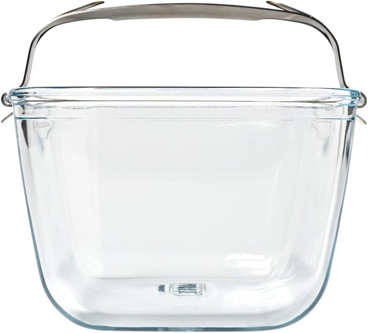 PYREX Ideal Air Fryer Glas-Backform 20 x 14 cm mit abnehmbarem Edelstahl-Clip-Griff für Dual-Korb-Lu