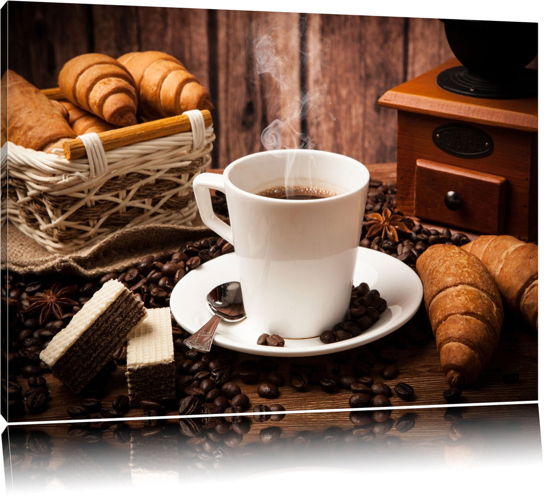 heisser aufgebrühter Kaffee Format: 100x70 auf Leinwand, XXL riesige Bilder fertig gerahmt mit Keilr