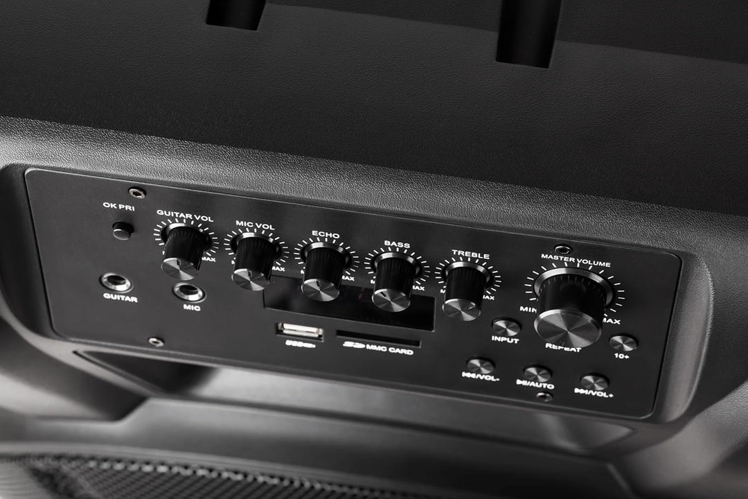 Krüger&amp;Matz KM1712 Aktive Bluetooth-Lautsprecher, PA-DJ-Anlage (2 x Funkmikrofon, SD, FM, USB, Fernb