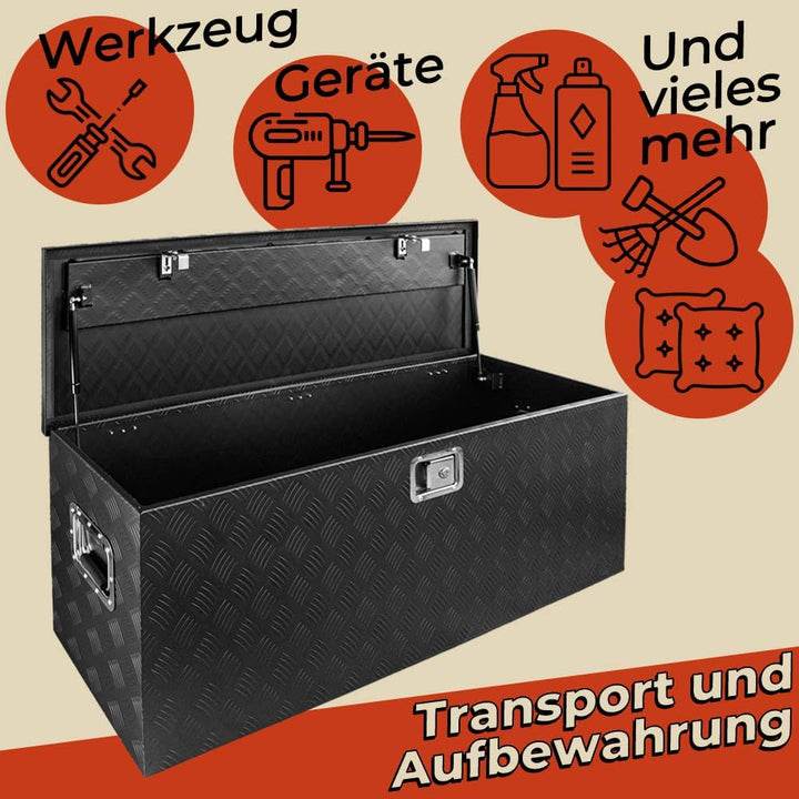 Trucky Truckbox Aluminium Abschliessbar Deichselbox Alu Kiste Anhängerbox Modell 12 (128 x 39 x 46 c
