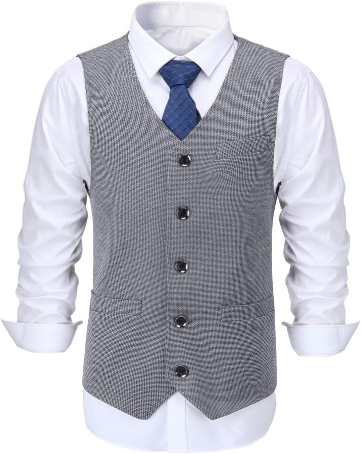 Allthemen Herren Western Weste Herringbone V-Ausschnitt Anzugweste Formale Classic Basic Wollweste f
