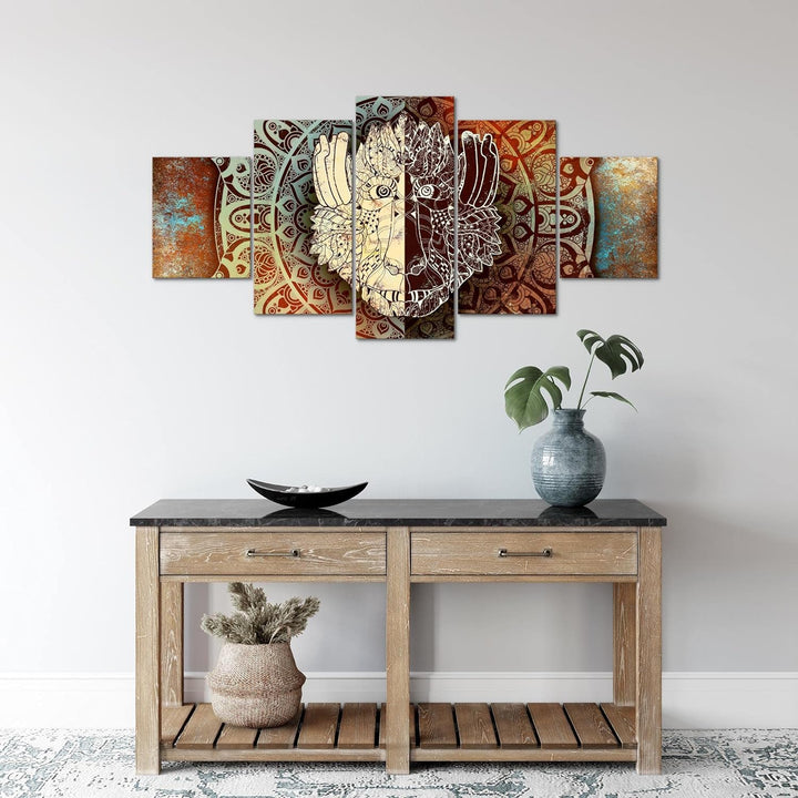Runa Art Wandbilder Mandala Abstrakt 5 Teilig Bild auf Vlies Leinwand Deko Wohnzimmer Schlafzimmer K
