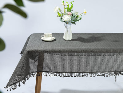 BEAUTEX Moa Weichschaum Tischdecke mit Fransen, Garten, Balkon, Terrasse, Camping - Eckig 130x220 cm