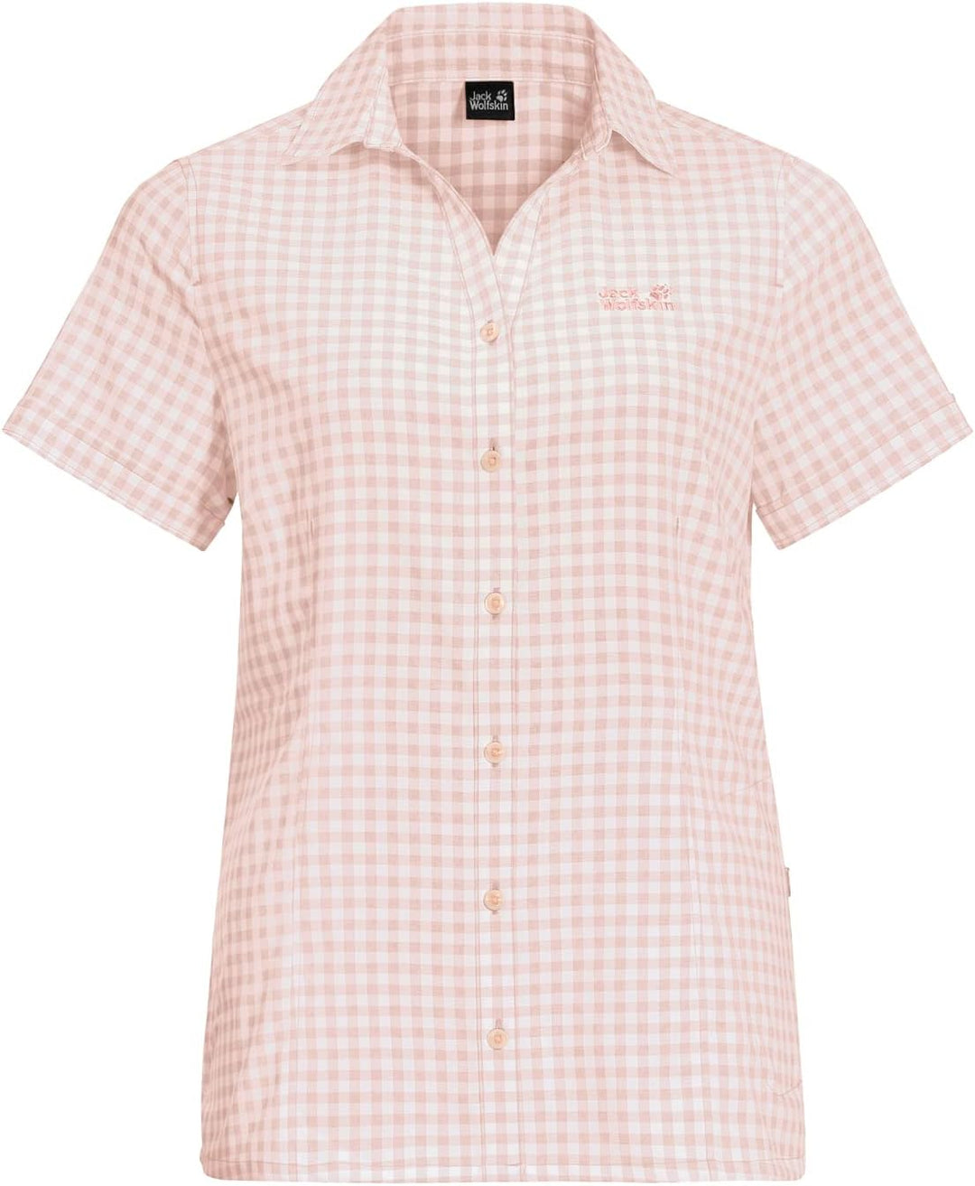 Jack Wolfskin Damen Kepler Shirt Women Schnelltrocknende Bluse Kurzarm XS Light Blush Check, XS Ligh