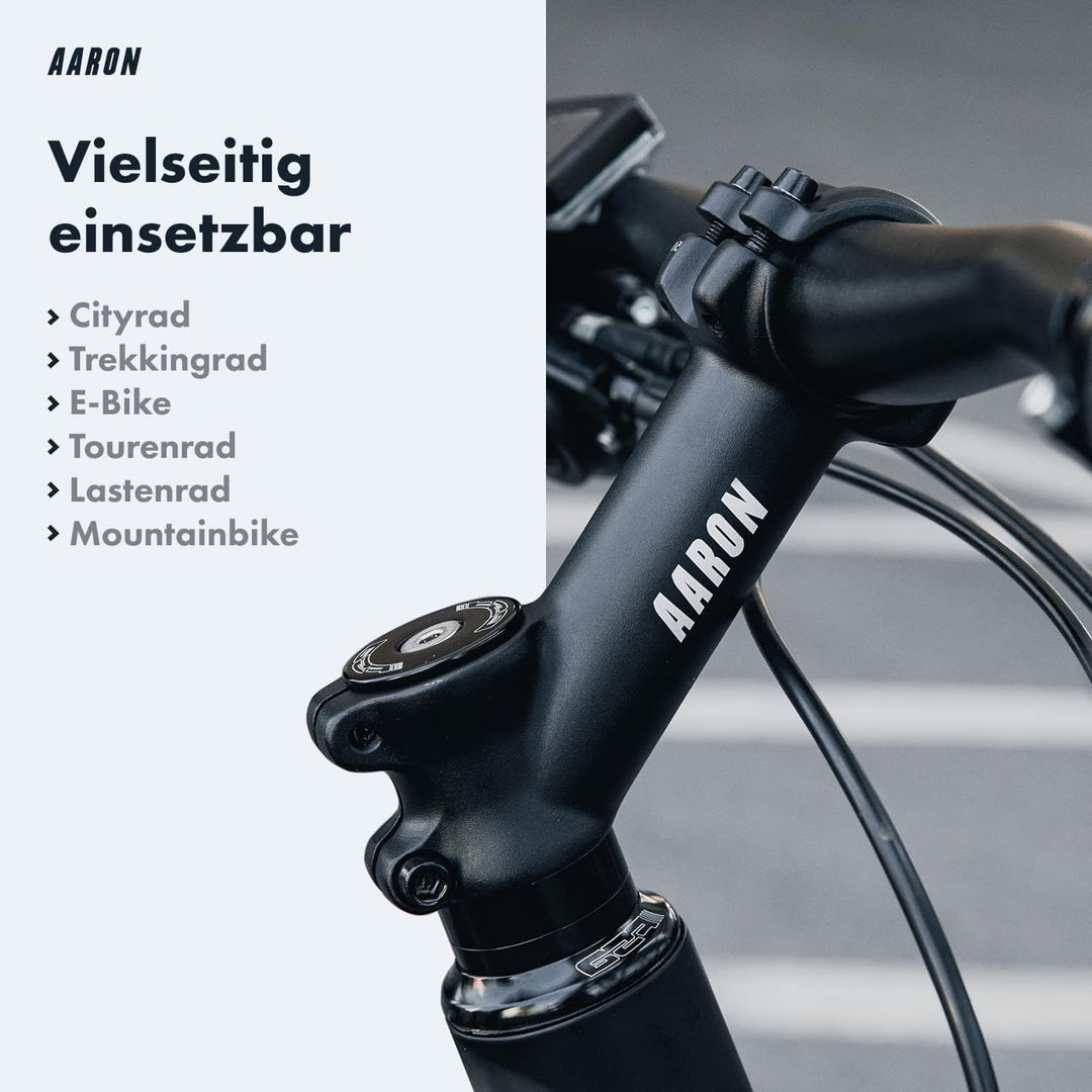 AARON Stem Fahrrad Lenkervorbau, Aluminium Fahrradvorbau mit 35° Winkel für ergonomische Sitzhaltung