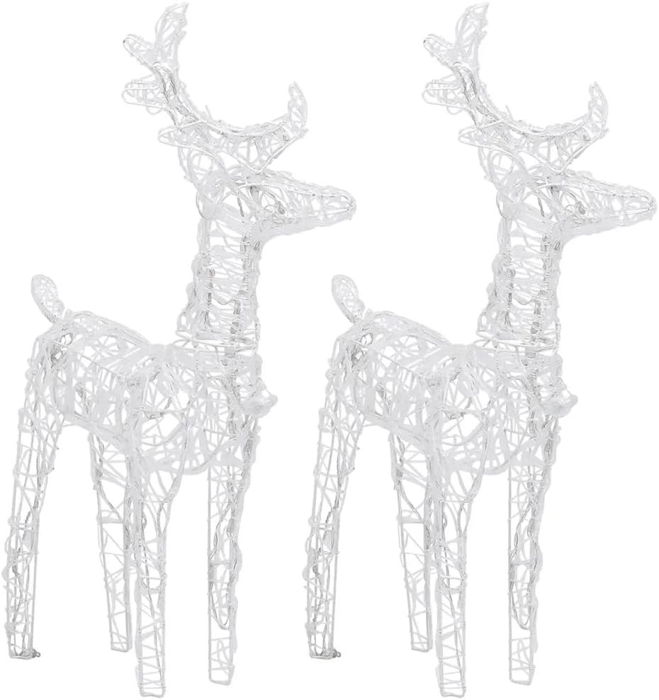 vidaXL Weihnachtsdekoration Rentiere mit Schlitten Beleuchtet Dekofigur Weihnachtsdeko Figur Weihnac