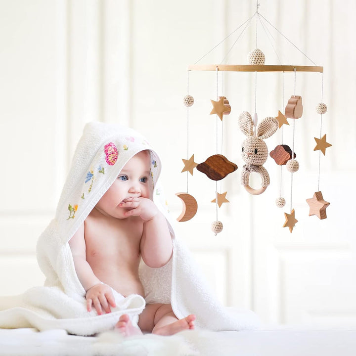 Mobile Baby Babybett Mobile Baby Holz Bettglocke Windspiel Sterne Elefant Handgemacht Mobiles Kinder