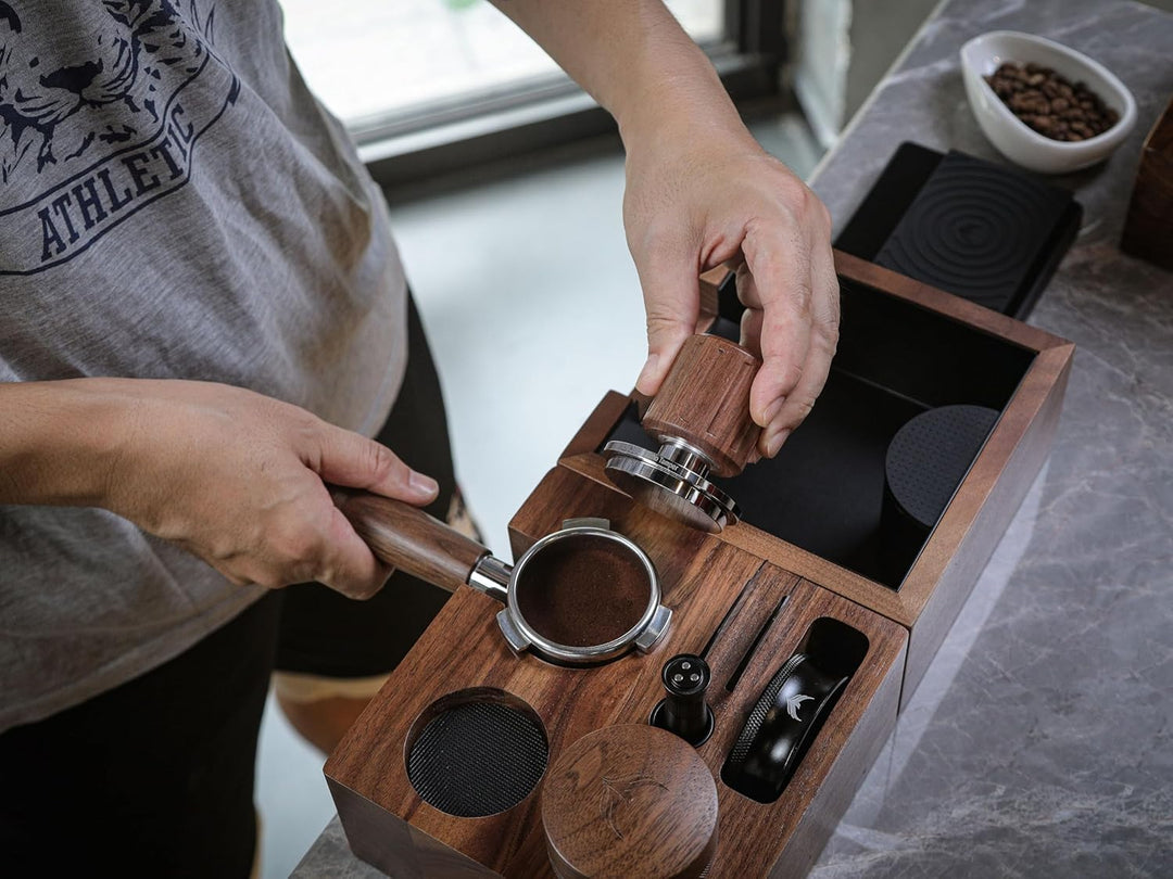 Echo Espresso Tamper 58mm Walnuss – Kalibriert, Druckregulierend & Self Leveling, Klick-Feedback, 30