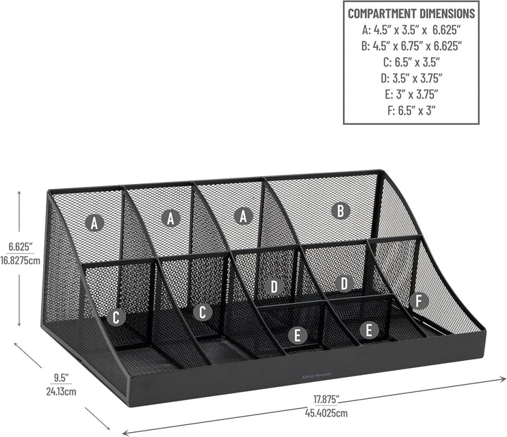 Mind Reader Network Collection, 11-Compartment Coffee Cup and Condiment Countertop Organizer, Metal
