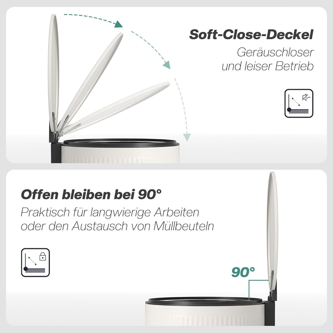 HOMCOM Mülleimer 30 L Treteimer mit Softclose-Deckel und Pedal, Abfallsammler mit abnehmbarem Innene