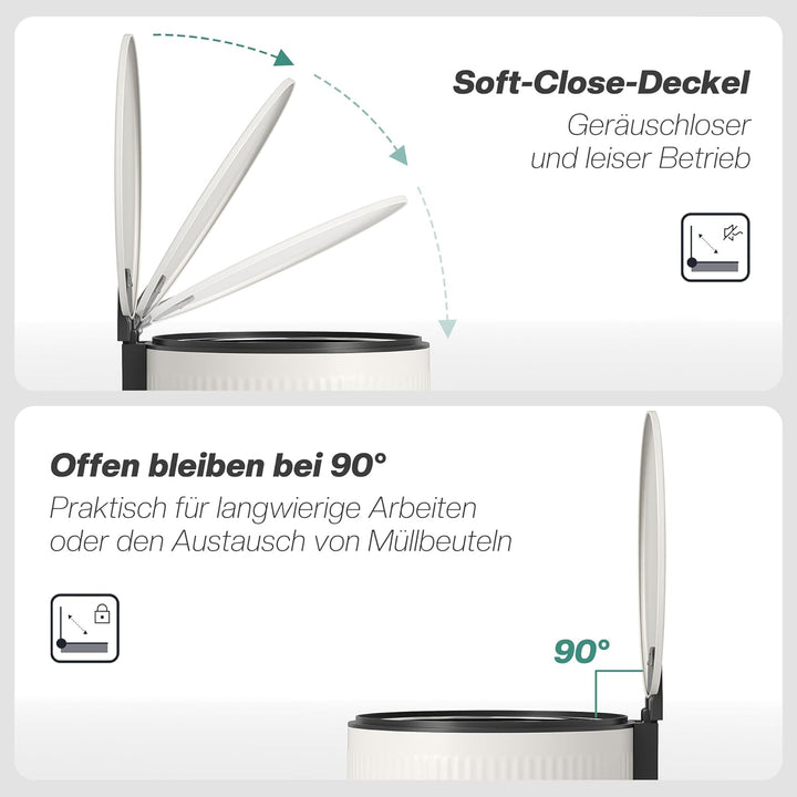 HOMCOM Mülleimer 30 L Treteimer mit Softclose-Deckel und Pedal, Abfallsammler mit abnehmbarem Innene