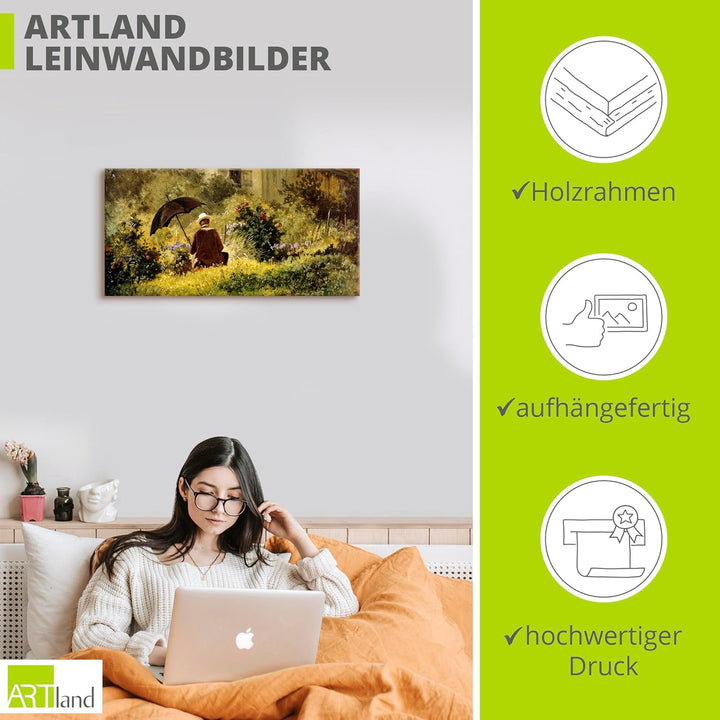 ARTland Leinwandbilder Wandbild Bild auf Leinwand 100x50 cm Wanddeko Natur Pflanzen Gräser Sträucher