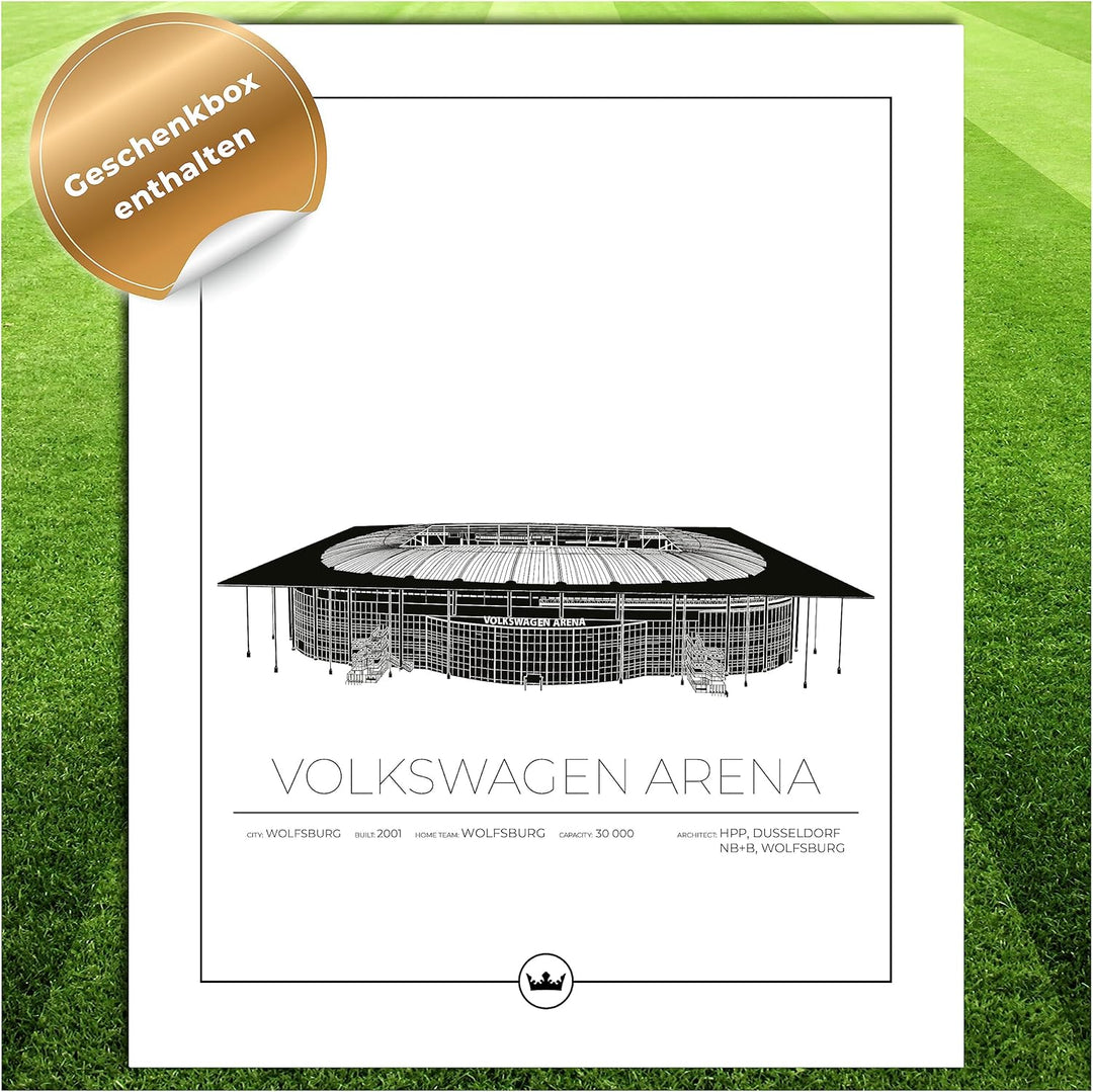 Sverigemotiv.se Stadium Posters (Wolfsburg - Volkswagen Arena, 40x50 cm) 40x50 cm Wolfsburg - Volksw
